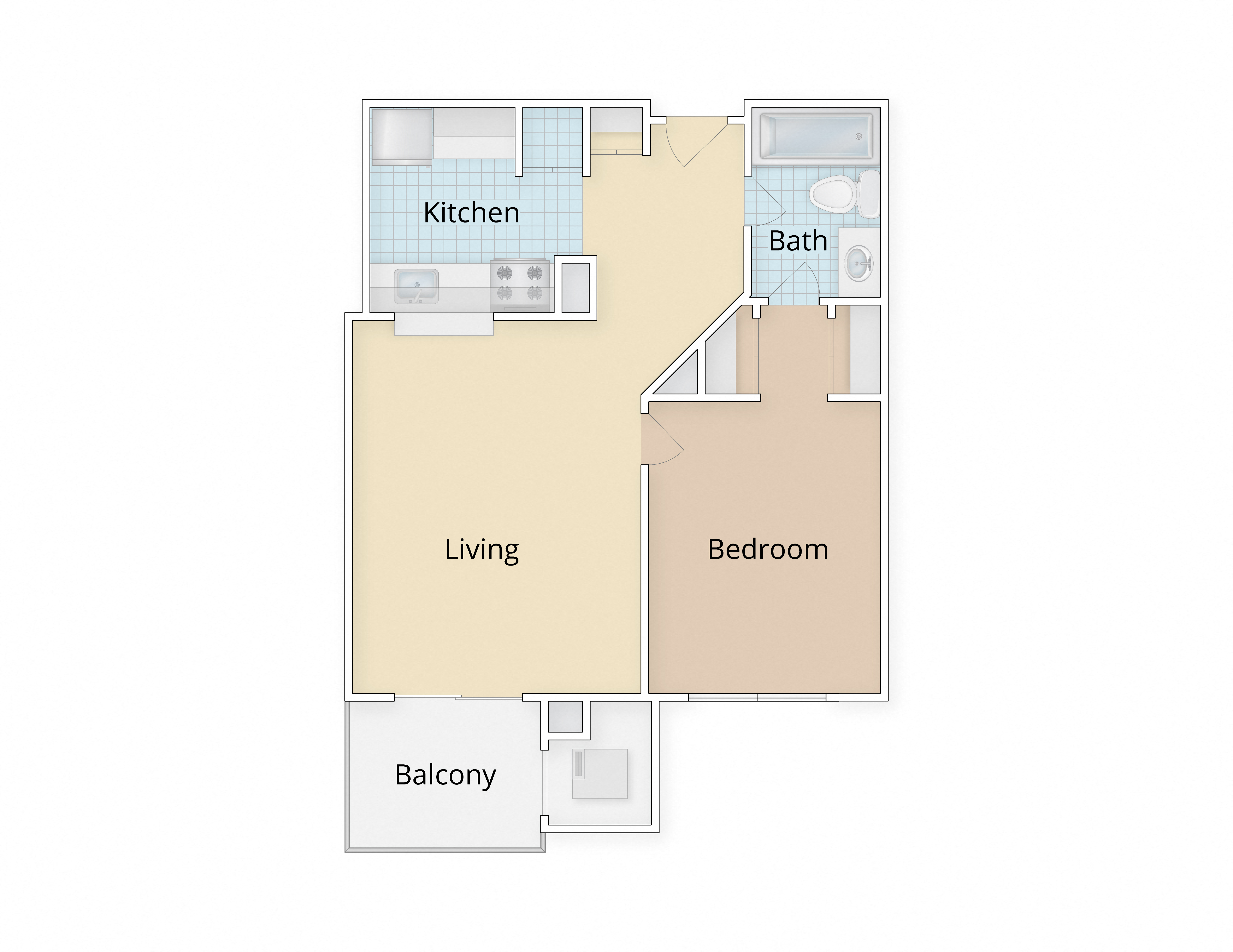 Residences at Rio Apartments Gaithersburg Maryland One Bedroom Floor Plan at Residences at Rio, Maryland